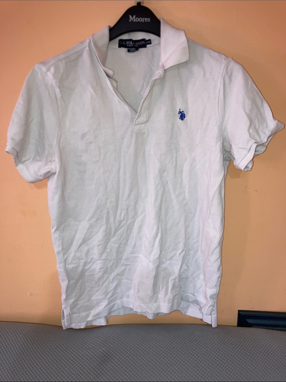 U.S. Polo Assn. Classic Men's White Polo with Blue Logo
